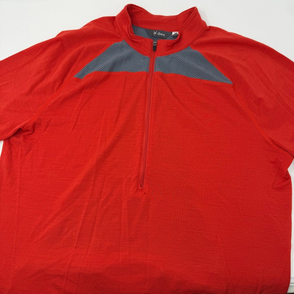 Ibex Pulse Mens Red Merino Wool Short Sleeve Half Zip Cycling Jersey XL